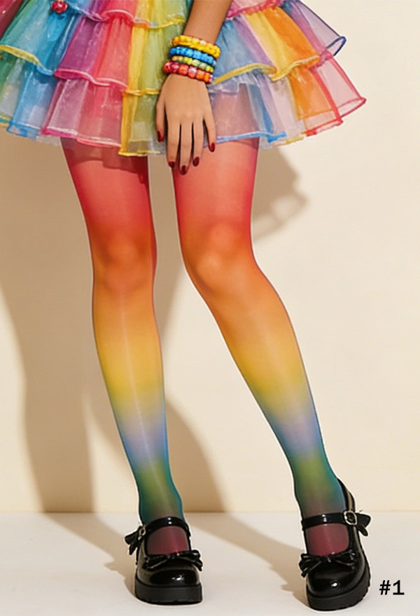 Rainbow Striped Polka Dot Pantyhose Pride Festival Colorful Summer Lightweight Pantyhose