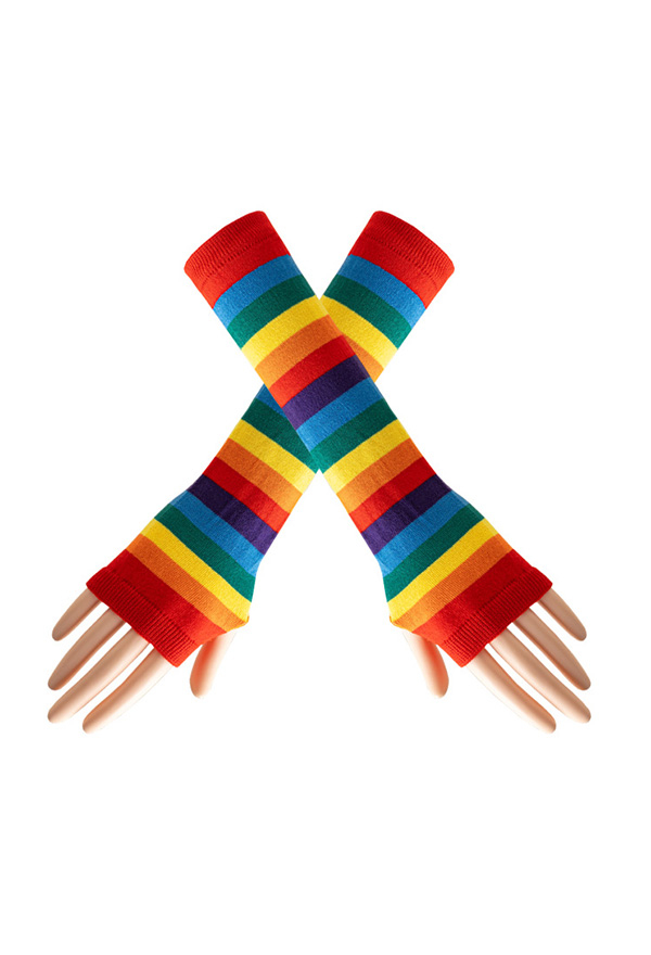 Rainbow Arm Sleeves with Thumb Hole Pride Festival Colorful Striped Arm Sleeves