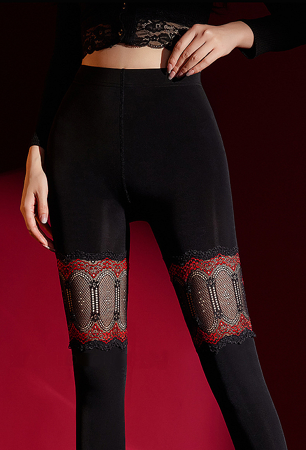 Gothic Sheer Mesh Cutout Patchwork Pantyhose Dark Cathedral Arch Pattern Lace Tights