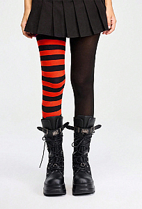 Halloween Gothic Asymmetrical Half and Half Tights Dark Punk Solid and Striped Mismatched Pantyhose