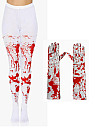 Halloween Gothic White Blood Splatter Print Pantyhose with Gloves