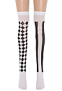 Cosplay Costume Halloween Gothic Asymmetrical Half and Half Over-the-Knee Socks Clown Socks Checkered and Striped Mismatched Thigh-high Stockings