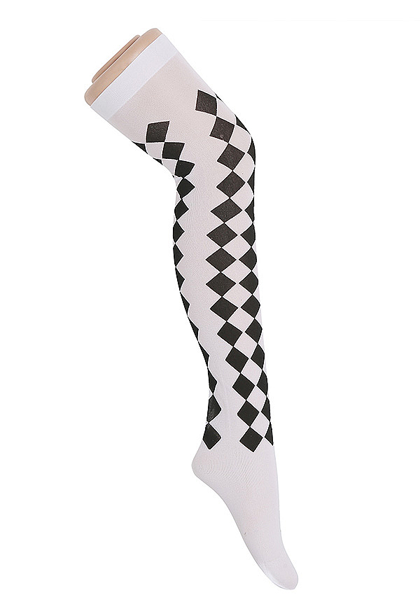 Cosplay Costume Halloween Gothic Asymmetrical Half and Half Over-the-Knee Socks Clown Socks Checkered and Striped Mismatched Thigh-high Stockings