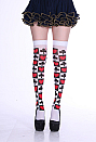 Halloween Heart and Club Print Over-the-Knee Socks Playing Card Pattern Thigh-High Socks