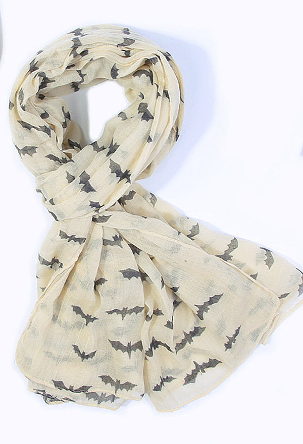 Meowcos.com Multi-Color Halloween Style Scarf Bat Print Lightweight Shawl wrap