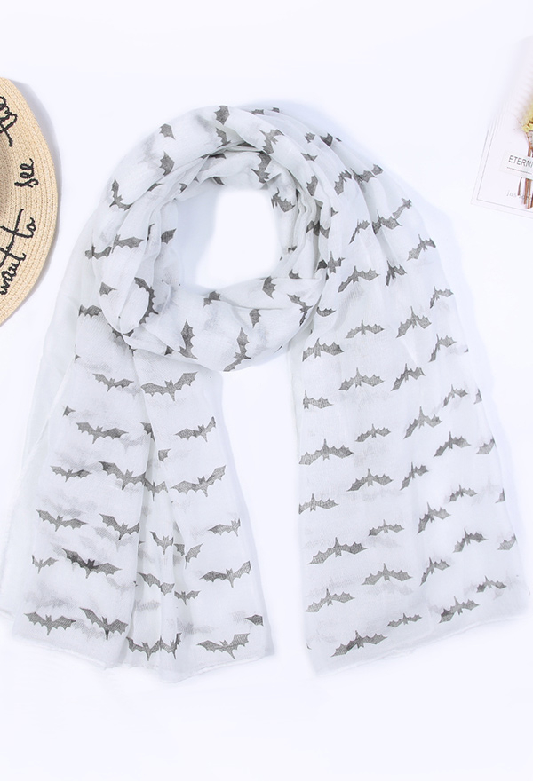 Meowcos.com Multi-Color Halloween Style Scarf Bat Print Lightweight Shawl wrap