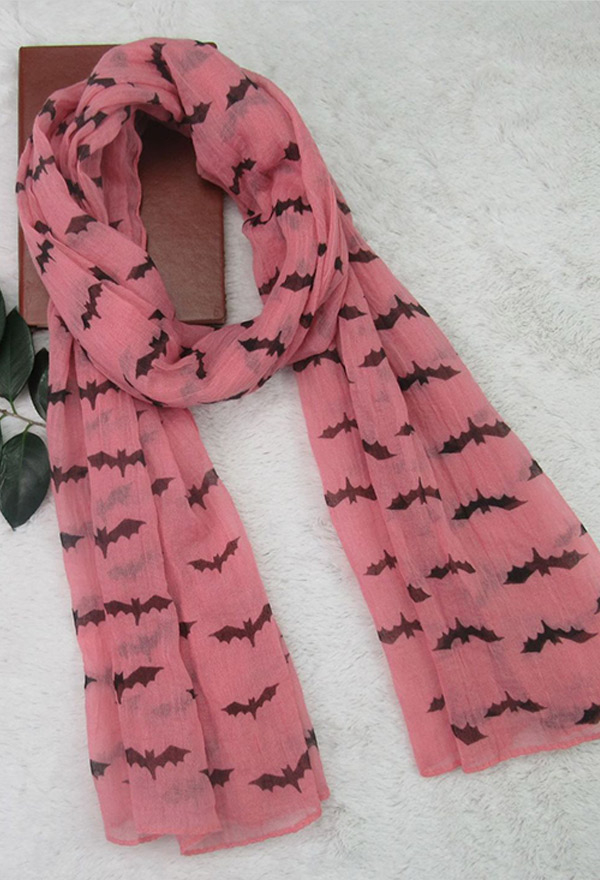 Meowcos.com Multi-Color Halloween Style Scarf Bat Print Lightweight Shawl wrap