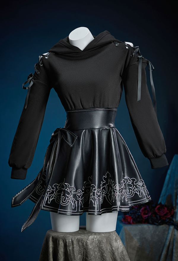 Cosplay Costume Black High-waisted Half Skirt with Bow