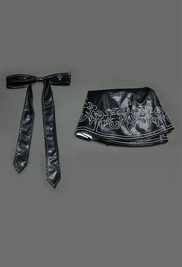 Cosplay Costume Black High-waisted Half Skirt with Bow