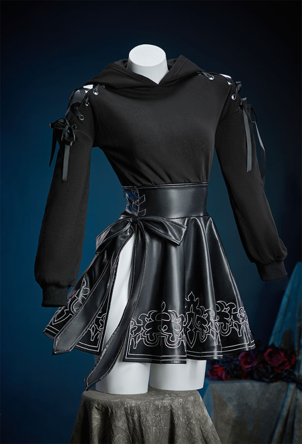 Cosplay Costume Black High-waisted Half Skirt with Bow