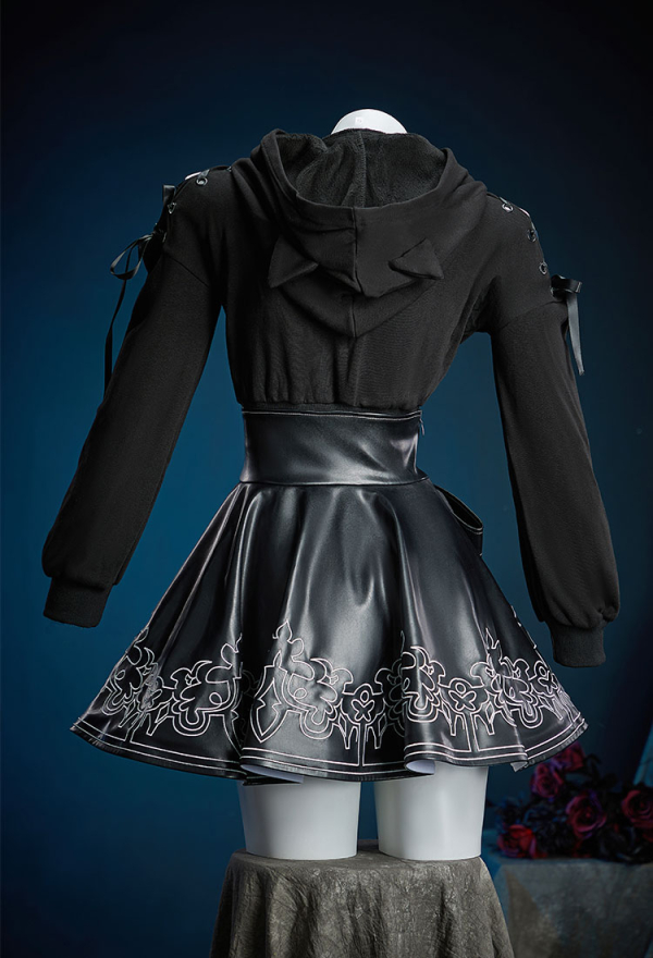 Cosplay Costume Black High-waisted Half Skirt with Bow