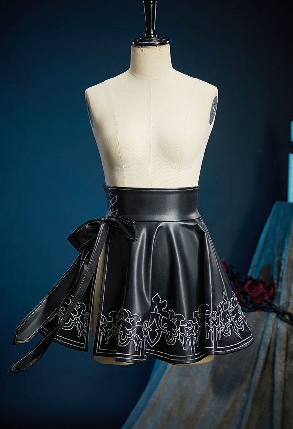 Cosplay Costume Black High-waisted Half Skirt with Bow