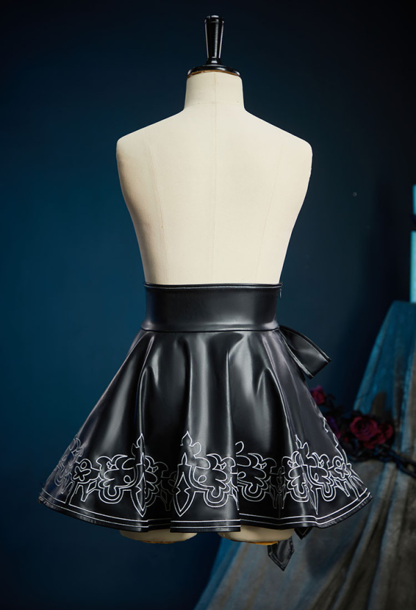 Cosplay Costume Black High-waisted Half Skirt with Bow