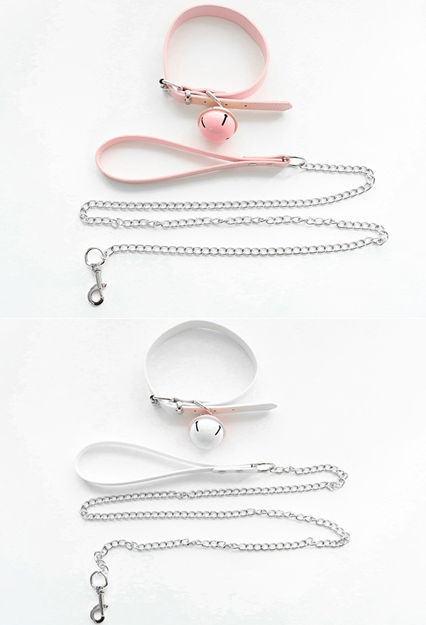 Gothic Choker Cute PU Leather Bell Necklace with Chain