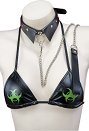 Gothic Maid Choker Black PU Necklace with Chain