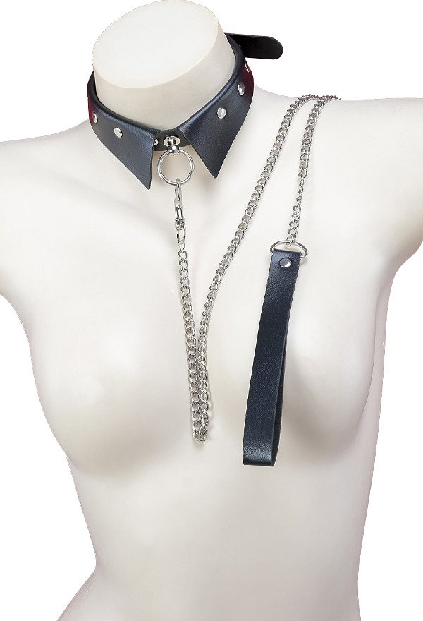 Gothic Maid Choker Black PU Necklace with Chain
