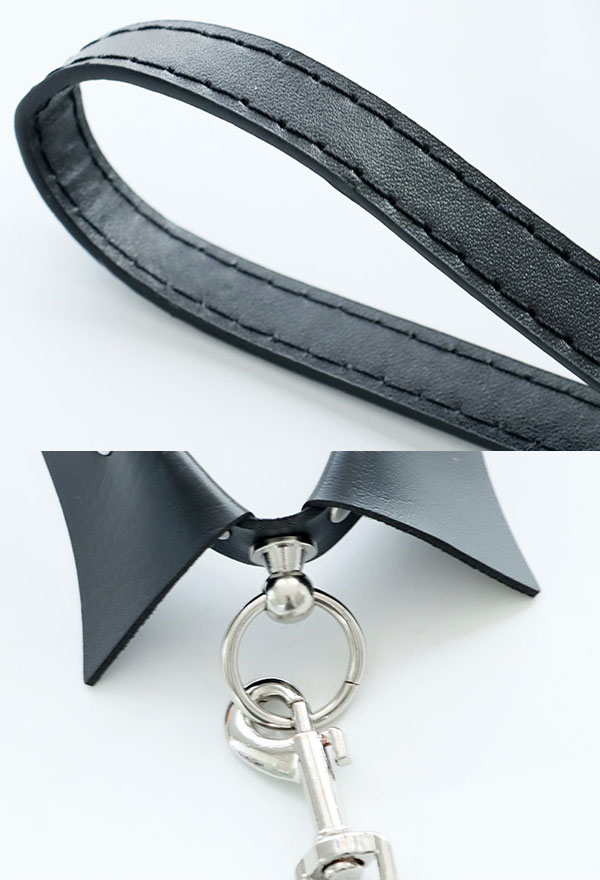 Gothic Maid Choker Black PU Necklace with Chain