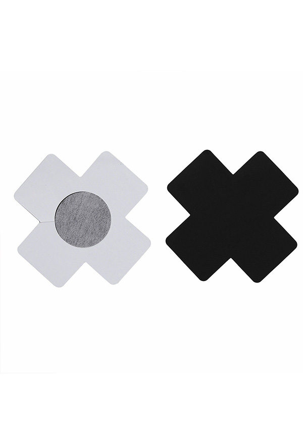 Black Disposable Ultra-Thin Cross Shape Nipple Covers 10 Pairs