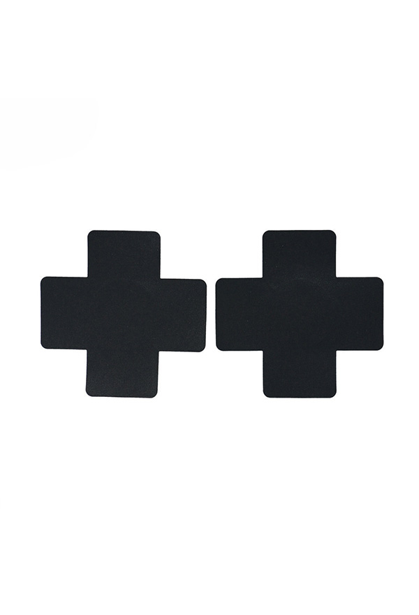 Black Disposable Ultra-Thin Cross Shape Nipple Covers 10 Pairs