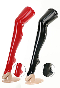 Sexy Lingerie Accessory Black Thigh High Stockings Shiny PU Leather Over Knee Socks