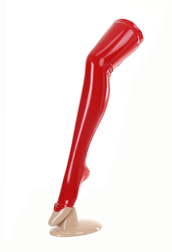 Sexy Lingerie Accessory Black Thigh High Stockings Shiny PU Leather Over Knee Socks