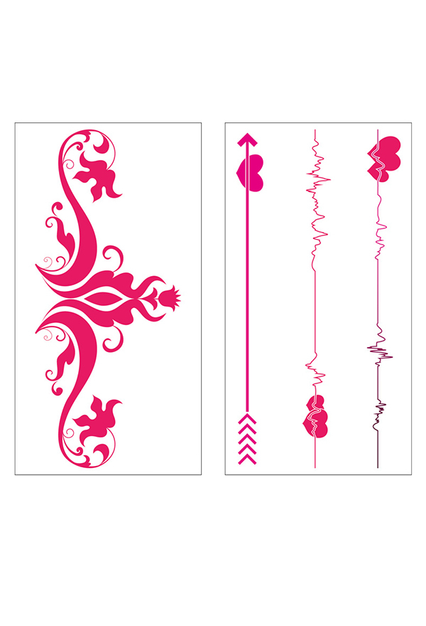 Allure Love Halloween Sexy Pink Waterproof Temporary Body Tattoo Stickers 24 Sheets