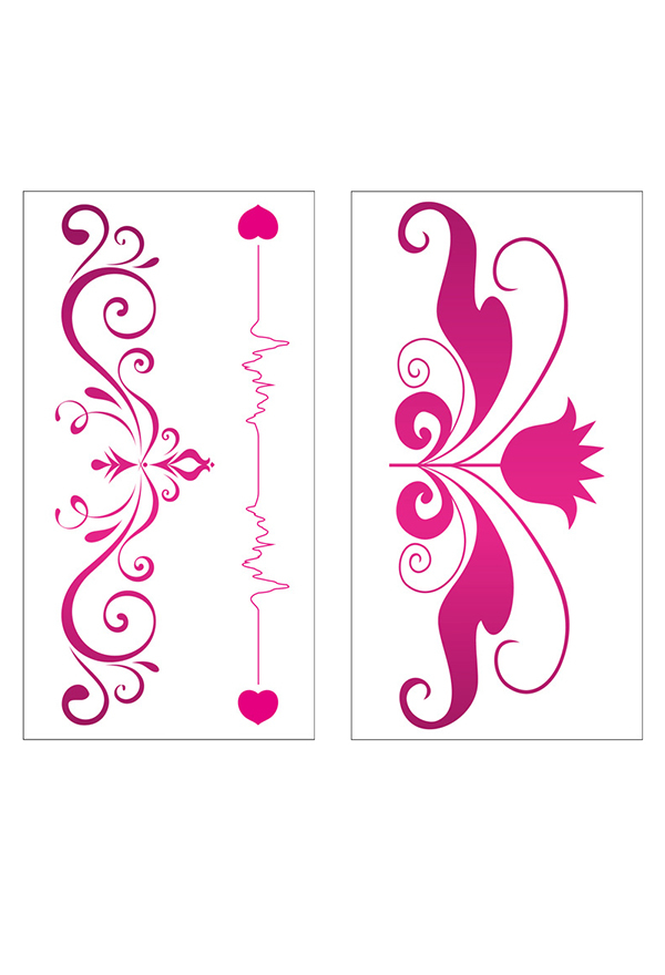 Allure Love Halloween Sexy Pink Waterproof Temporary Body Tattoo Stickers 24 Sheets