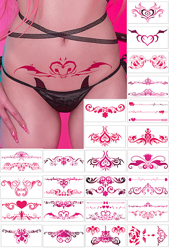 Allure Love Halloween Sexy Pink Waterproof Temporary Body Tattoo Stickers 24 Sheets