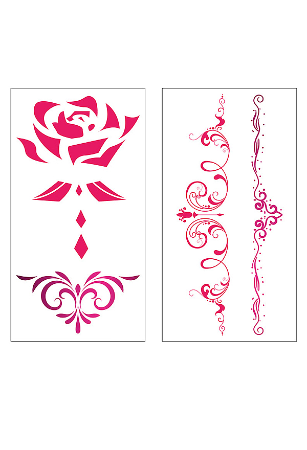 Allure Love Halloween Sexy Pink Waterproof Temporary Body Tattoo Stickers 24 Sheets