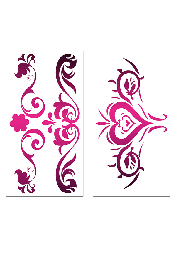 Allure Love Halloween Sexy Pink Waterproof Temporary Body Tattoo Stickers 24 Sheets