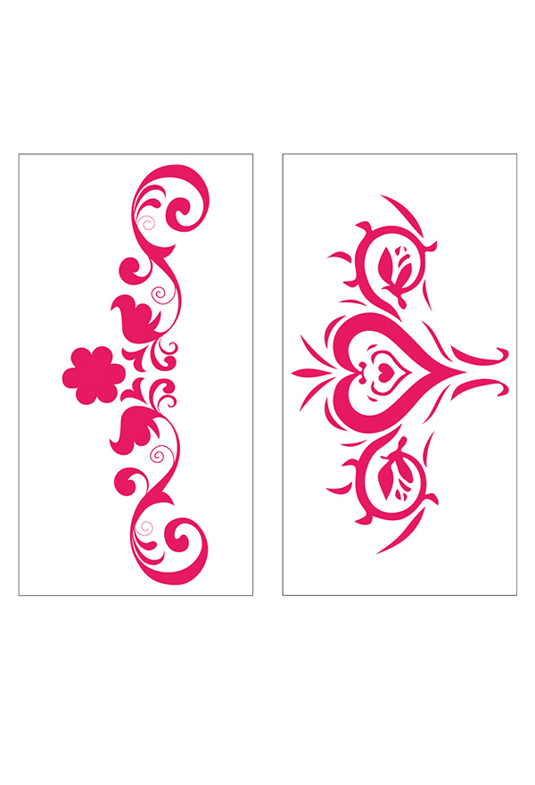Allure Love Halloween Sexy Pink Waterproof Temporary Body Tattoo Stickers 24 Sheets