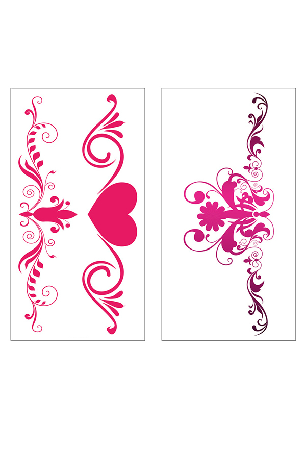 Allure Love Halloween Sexy Pink Waterproof Temporary Body Tattoo Stickers 24 Sheets