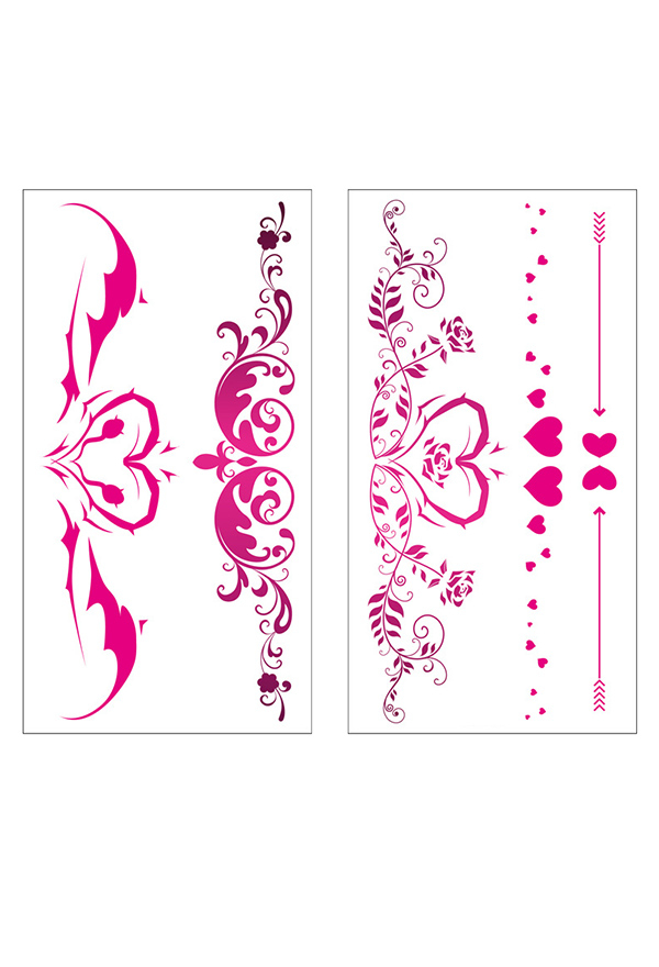 Allure Love Halloween Sexy Pink Waterproof Temporary Body Tattoo Stickers 24 Sheets