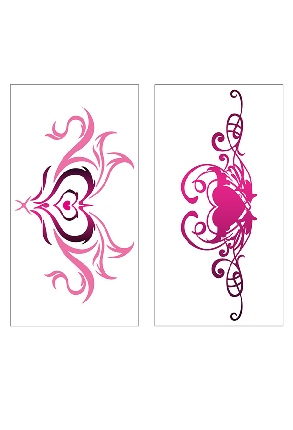 Allure Love Halloween Sexy Pink Waterproof Temporary Body Tattoo Stickers 24 Sheets