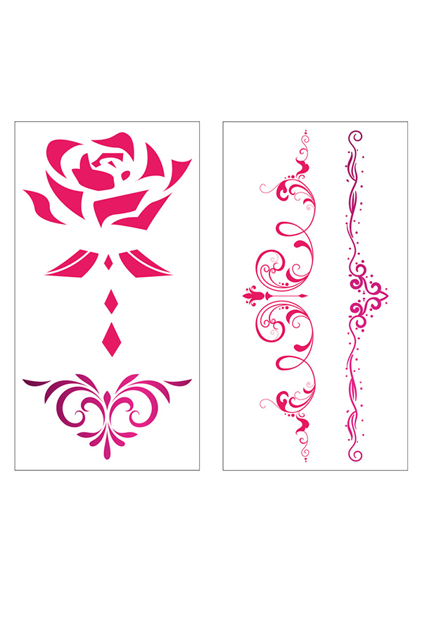 Allure Love Halloween Sexy Pink Waterproof Temporary Body Tattoo Stickers 24 Sheets
