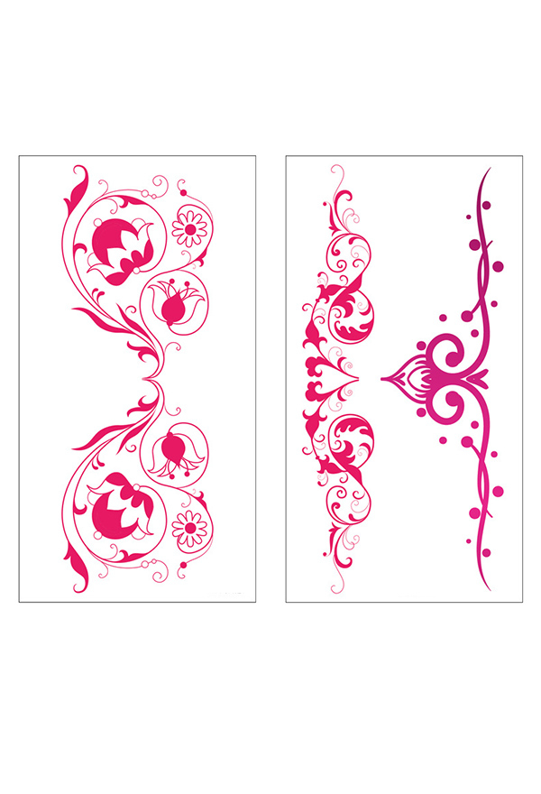 Allure Love Halloween Sexy Pink Waterproof Temporary Body Tattoo Stickers 24 Sheets