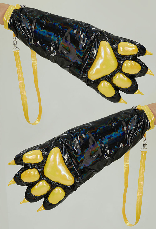 Shiny PU Leather Paw Gloves Cosplay Accessory Three-Dimensional Large Cat Paw Shiny PU Leather Paw Gloves Cosplay Accessory Three-Dimensional Large Cat Paw