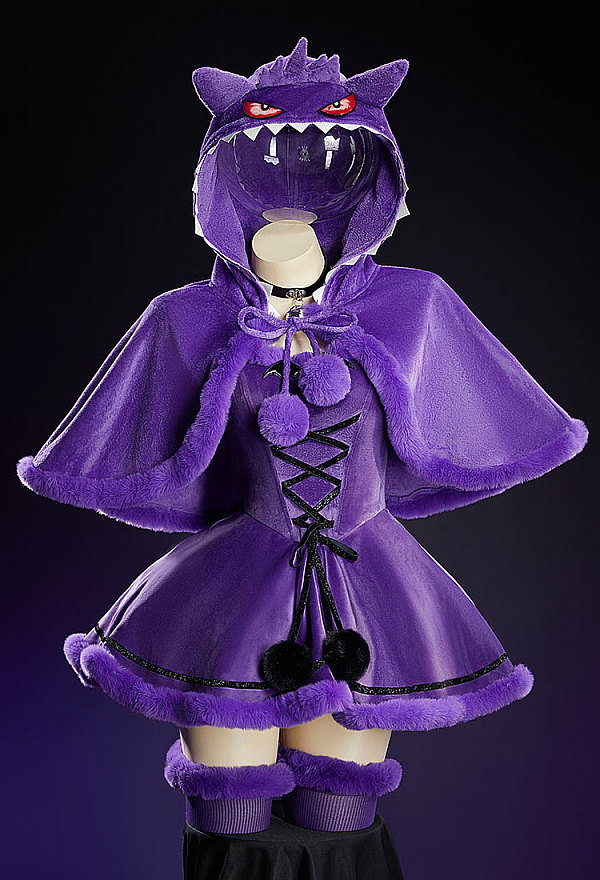 Purple Ghost Plush Cloak Hooded Fluffy Cute Cape with Hood and Eye Embroidery