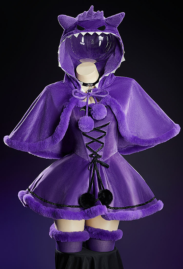 Purple Ghost Plush Cloak Hooded Fluffy Cute Cape with Hood and Eye Embroidery
