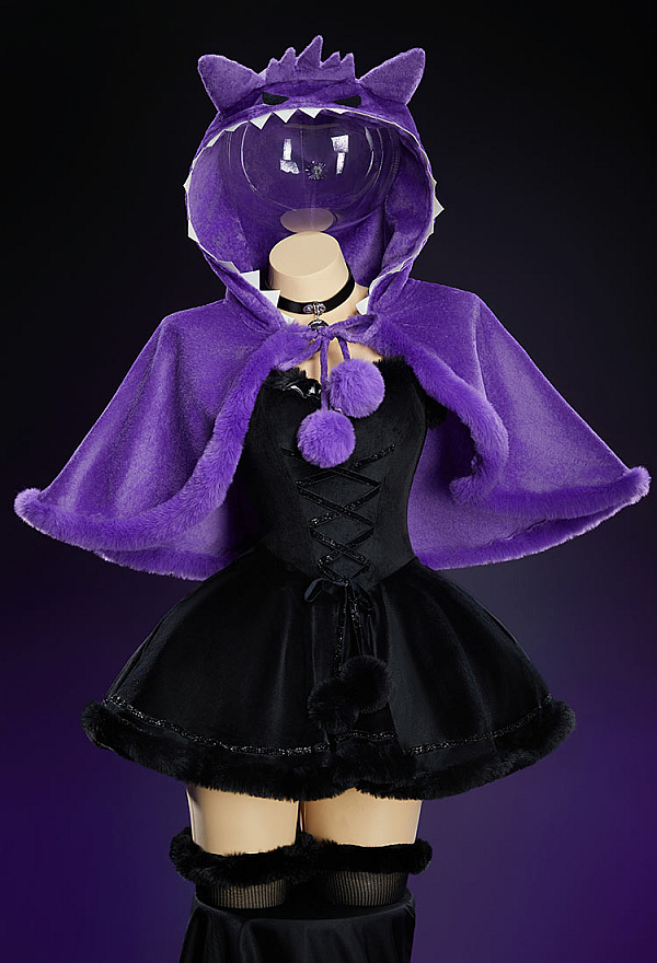 Purple Ghost Plush Cloak Hooded Fluffy Cute Cape with Hood and Eye Embroidery