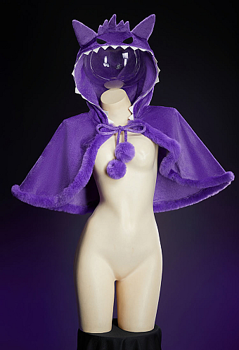 Purple Ghost Plush Cloak Hooded Fluffy Cute Cape with Hood and Eye Embroidery