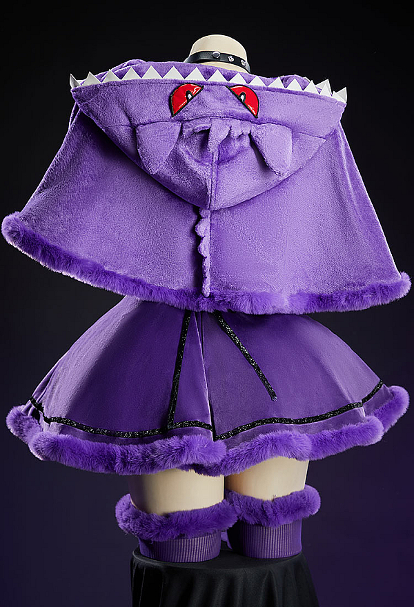 Purple Ghost Plush Cloak Hooded Fluffy Cute Cape with Hood and Eye Embroidery