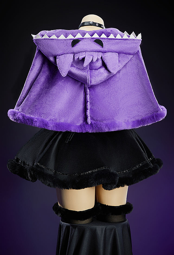 Purple Ghost Plush Cloak Hooded Fluffy Cute Cape with Hood and Eye Embroidery