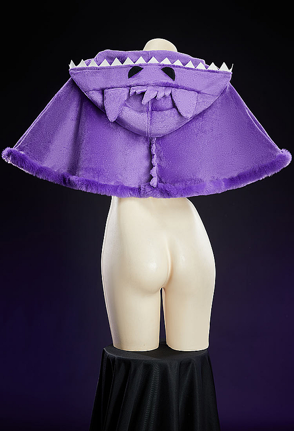 Purple Ghost Plush Cloak Hooded Fluffy Cute Cape with Hood and Eye Embroidery