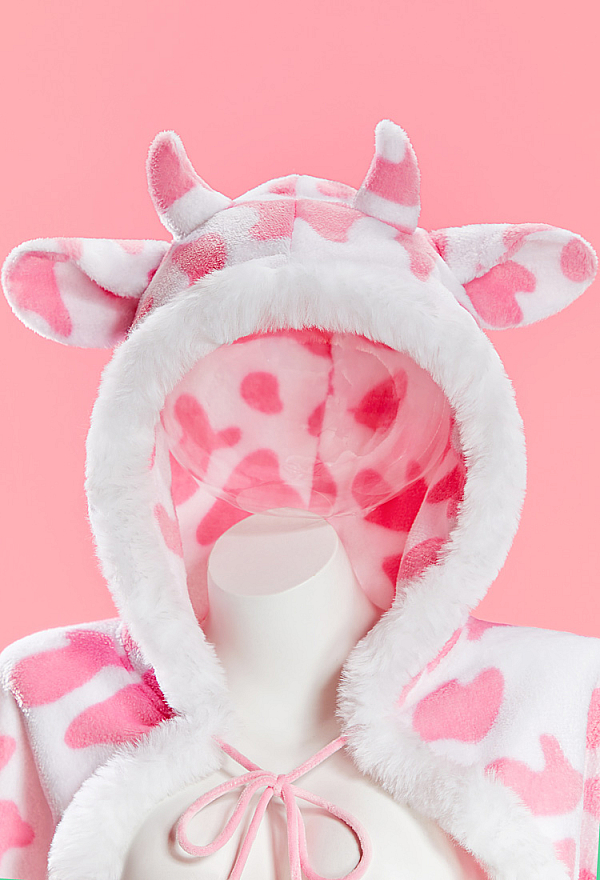 Sexy Cow-style Plush Cape Cute Cow-Print Cape with Hood