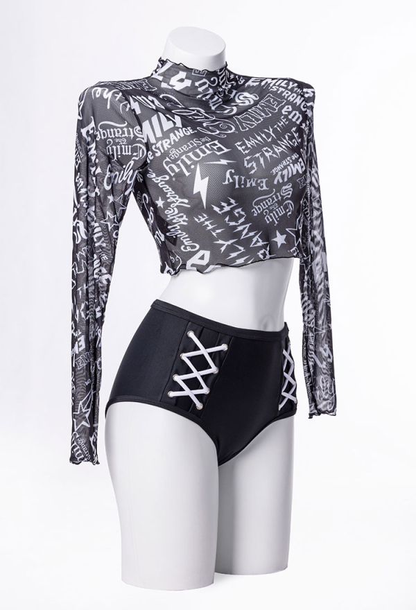 Emily the Strange Emily's Dark Rebellion Long Sleeves Print Swimsuit Cover Up
