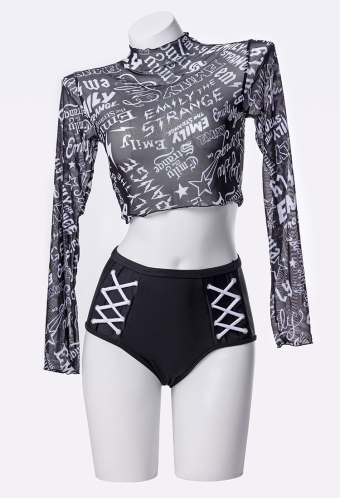 Emily the Strange Emily's Dark Rebellion Long Sleeves Print Swimsuit Cover Up