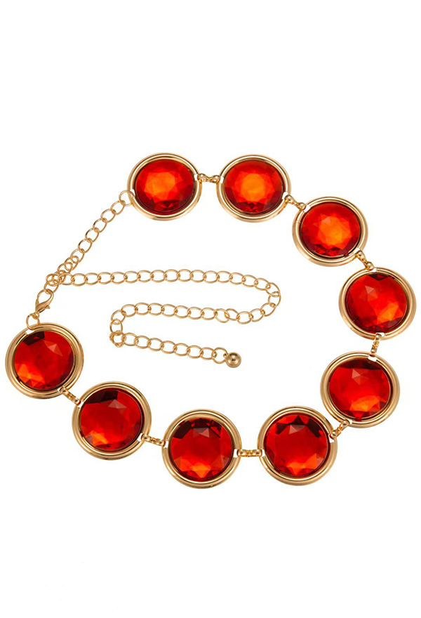 Anime Cosplay Red Stone Waist Chain For Halloween Costume Accessory