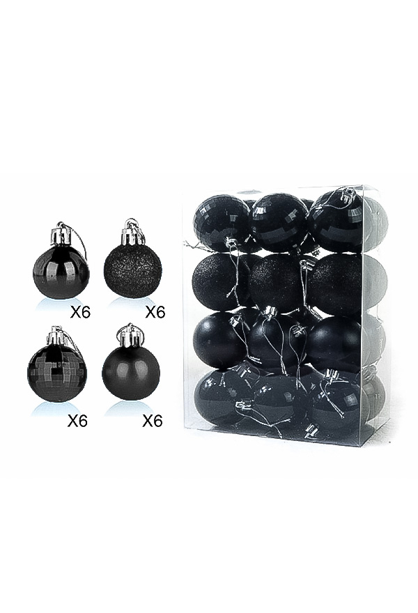 Christmas Gothic Shiny Hanging Tree Ball Pendant Plastic Shatterproof Ball Festival Party Outdoor Decorations(24 pcs, 6 cm)
