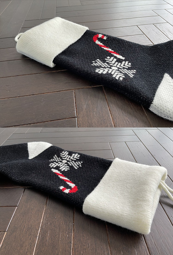 Christmas Gothic Unique Knit Stockings Dark Style Snow Flakes Print Hanging Stocking Gifts for Family Xmas Party ( 18inch)
